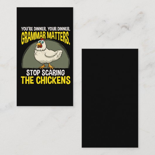 Funny Grammar Teacher Hähnchen Spaß Visitenkarte (Vorne/Hinten)