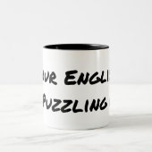 Funny Grammar Zweifarbige Tasse (Mittel)