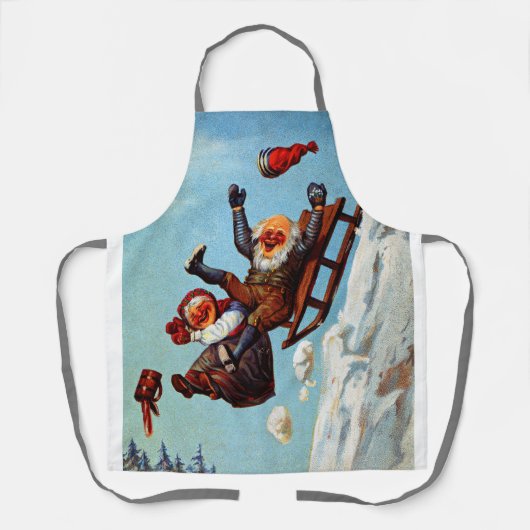 Funny Grandma Grandpa Sleigh Ride Wilhelm Larsen Schürze (Vorderseite)