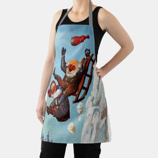 Funny Grandma Grandpa Sleigh Ride Wilhelm Larsen Schürze (InSitu)