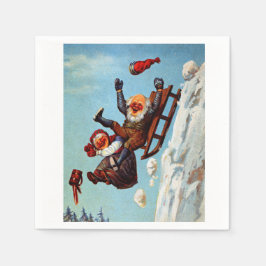 Funny Grandma Grandpa Sleigh Ride Wilhelm Larsen Serviette