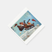 Funny Grandma Grandpa Sleigh Ride Wilhelm Larsen Serviette (Ecke)