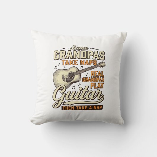 Funny Grandpa Guitar Vintage Engraving Shirt Desig Kissen (Vorderseite)