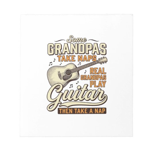 Funny Grandpa Guitar Vintage Engraving Shirt Desig Notizblock (Vorderseite)