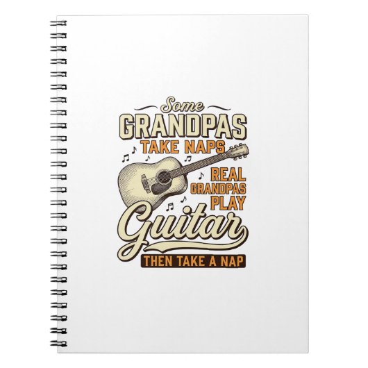 Funny Grandpa Guitar Vintage Engraving Shirt Desig Notizblock (Vorderseite)