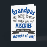 Funny Grandpa Mischief Birthday Karte<br><div class="desc">Eine lustige Karte für Opa (oder deinen eigenen personalisierten Namen für ihn). Wenn Ihre Großeltern die Kinder immer in Unfug bringen,  dann ist dies das perfekte Design für ihn. Schicke es von den Enkelkindern und lasse ihn lächeln!</div>