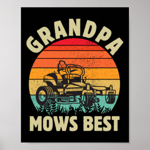 Funny Grandpa Mows Bestes Rasen Mähen Garten Fath Poster