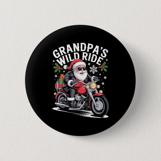 Funny Grandpa's Biker Ride Christmas Motorcycle Sa Button (Vorderseite)