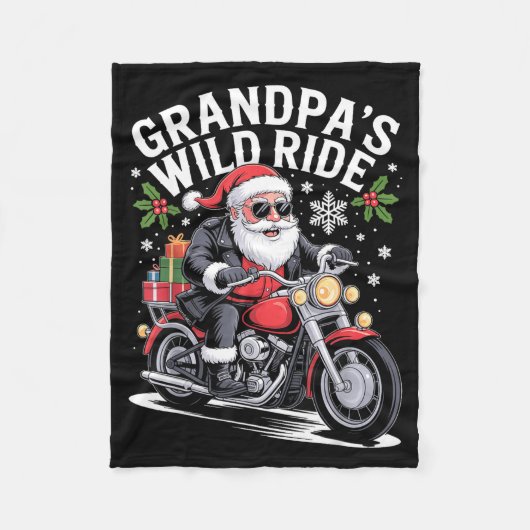 Funny Grandpa's Biker Ride Christmas Motorcycle Sa Fleecedecke (Vorderseite)