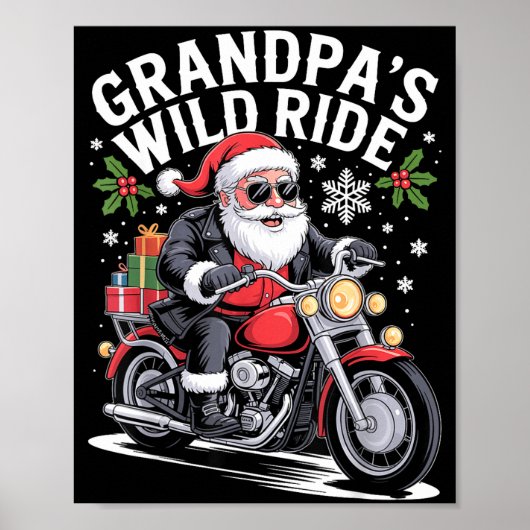 Funny Grandpa's Biker Ride Christmas Motorcycle Sa Poster (Vorne)