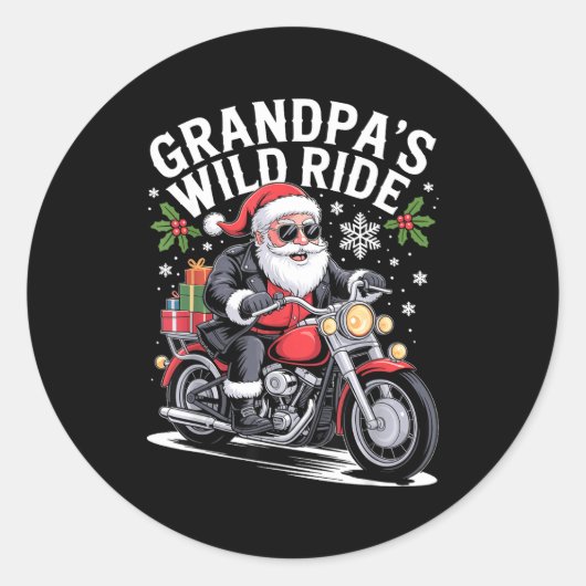 Funny Grandpa's Biker Ride Christmas Motorcycle Sa Runder Aufkleber (Vorderseite)