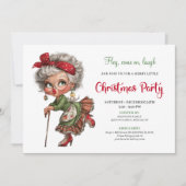 Funny Granny Comic Christmas Holiday Invite Einladung (Vorderseite)