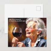 Funny Granny Drink Wein Postkarte (Vorne/Hinten)