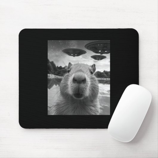 Funny Graphic Capybara Selfie mit UFOs Selfie Mousepad (Mit Mouse)