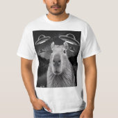 Funny Graphic Capybara Selfie mit UFOs Selfie T-Shirt (Vorderseite)