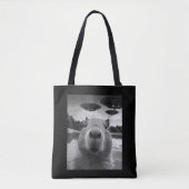 Funny Graphic Capybara Selfie mit UFOs Selfie Tasche (Vorderseite)