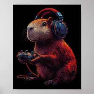 Funny Graphic Capyra Video Games for Gamer Poster