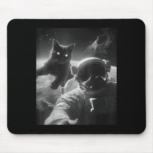 Funny Graphic Cat Astronaut Selfie Funny Mousepad (Vorne)