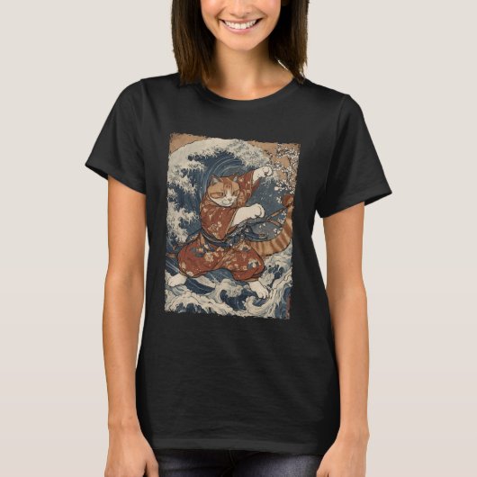 Funny Graphic Cat Japanese Anime T-Shirt (Vorderseite)