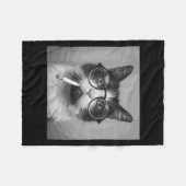 Funny Graphic Cat Rauchen Erwachsene Funny Fleecedecke (Vorderseite (Horizontal))