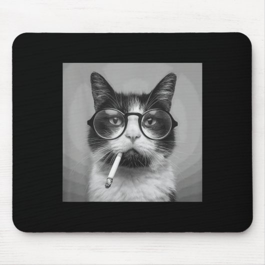 Funny Graphic Cat Rauchen Erwachsene Funny Mousepad (Vorne)