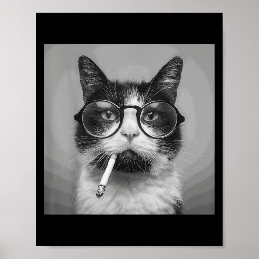 Funny Graphic Cat Rauchen Erwachsene Funny Poster (Vorne)