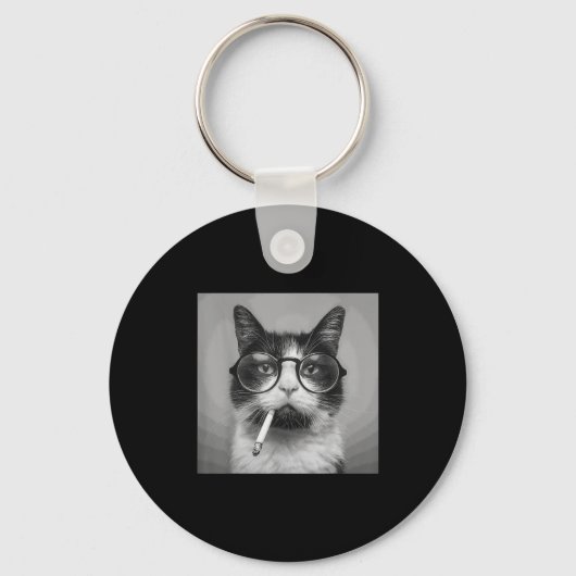 Funny Graphic Cat Rauchen Erwachsene Funny Schlüsselanhänger (Vorderseite)