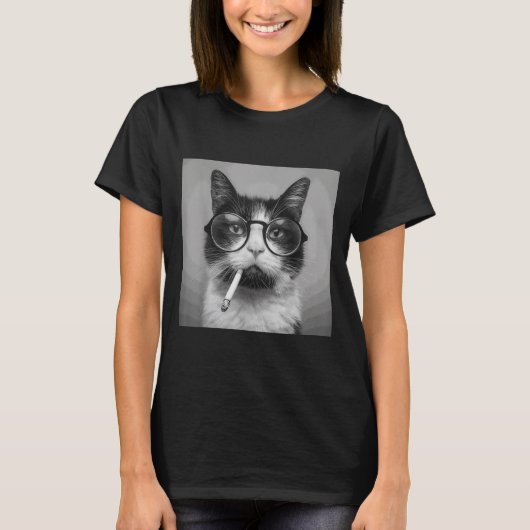 Funny Graphic Cat Rauchen Erwachsene Funny T-Shirt (Vorderseite)