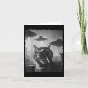 Funny Graphic Cat Rauchen Ufos Funny Karte