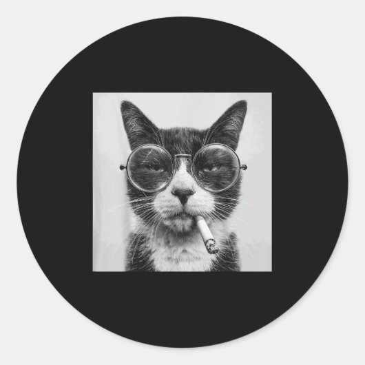Funny Graphic Cat Smoking Erwachsene Funny _1 Runder Aufkleber (Vorderseite)
