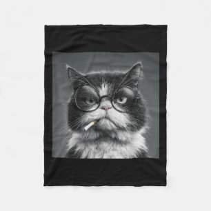 Funny Graphic Cat Smoking Erwachsene Funny _2 Fleecedecke