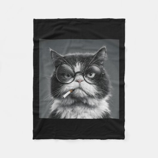 Funny Graphic Cat Smoking Erwachsene Funny _2 Fleecedecke (Vorderseite)