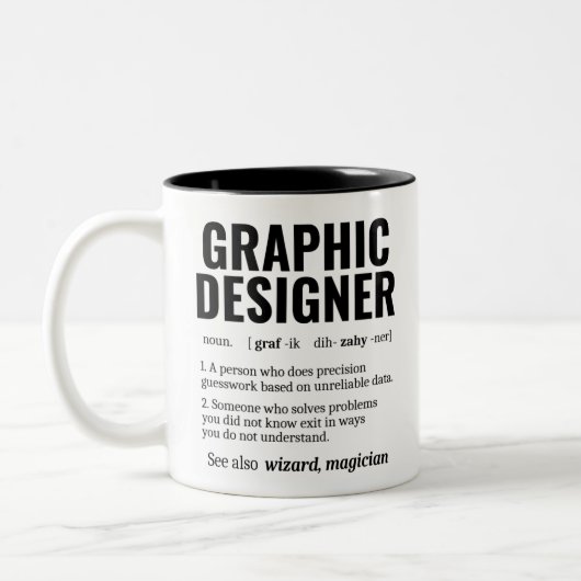 Funny Graphic Designer Dictionary Definition, Gesc Zweifarbige Tasse (Links)