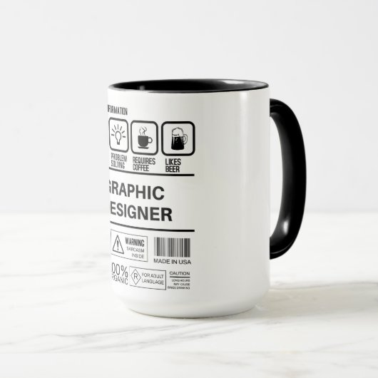Funny Graphic Designer Handling Information Tasse (VorderseiteRechts)