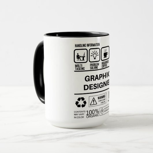 Funny Graphic Designer Handling Information Tasse (Vorderseite Links)