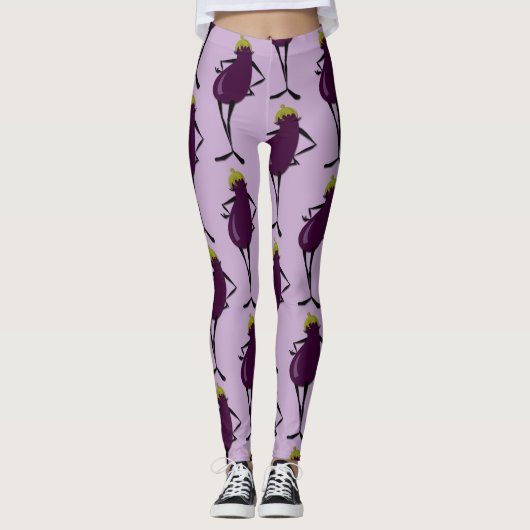 FUNNY GRAPHIC EGGPLANT LADY PATTERS LEGGINGS (Vorderseite)