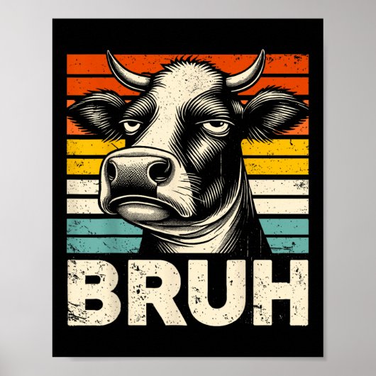 Funny Graphic Meme Cow Bruh für Jungs Mädchen Kind Poster (Vorne)