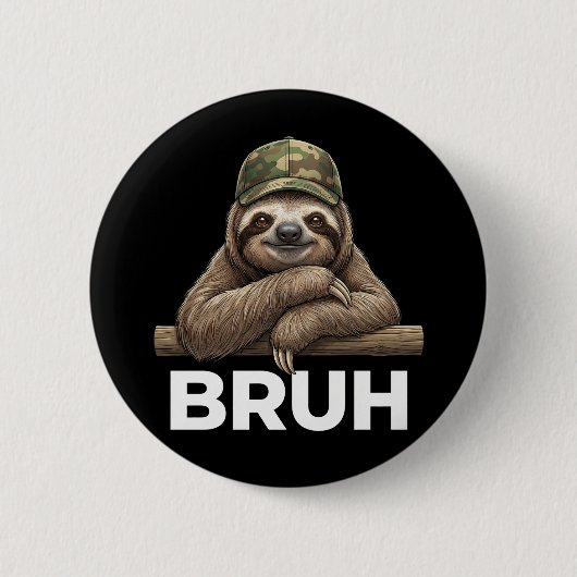 Funny Graphic Meme Sloth Bruh for Boys Girls Button (Vorderseite)