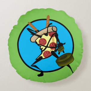 FUNNY GRAPHIC NINJA PIZZA ROUND DURCH PILLOW RUNDES KISSEN