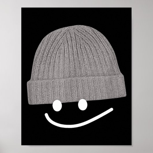 Funny Graphic Smile Face Men Women Cute Wool Hat W Poster (Vorne)