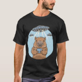 Funny Graphic T-Shirt Capybara Selfie mit UFOs Sel (Vorderseite)
