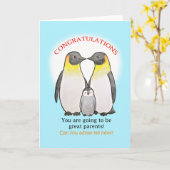 Funny Gratulation zum Pinguin für Neugeborene Karte (Gelbe Blume)