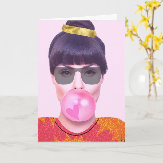 Funny gratuliert Cool Lady Chewing Gum Karte (Gelbe Blume)