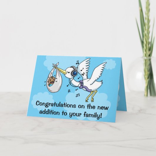 Funny gratuliert dem neuen Baby Stork Karte (Vorderseite)
