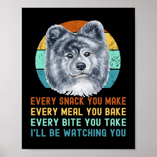 Funny Gray Akita Inu oder Kuma Inu Hund jeden Snac Poster (Vorne)