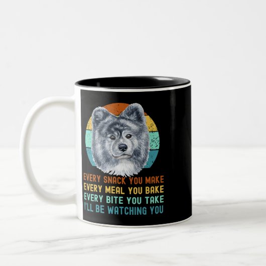 Funny Gray Akita Inu oder Kuma Inu Hund jeden Snac Zweifarbige Tasse (Links)
