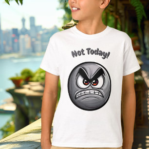 Funny Gray Angry Emoji Kids T - Shirt