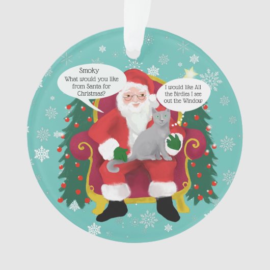 Funny Gray Cat Besuchen Weihnachtsfeiern Ornament (Vorderseite)