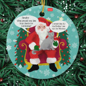 Funny Gray Cat Besucht Santa mit Unglaublich witzi Keramik Ornament