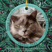 Funny Gray Cat Besucht Santa mit Unglaublich witzi Keramik Ornament
